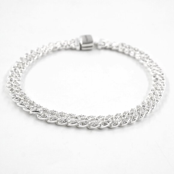 Pandora Timeless Pavé Cuban Chain Sterling Silver Bracelet | 7.9in | 593008C01 - Picture 1 of 8